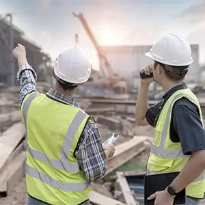 Zwei Bauarbeiter auf einer Baustelle